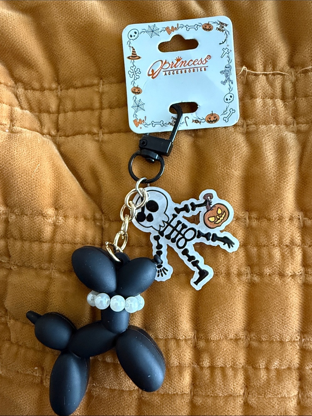 Kids Black Balloon Dog & Skeleton Keychain